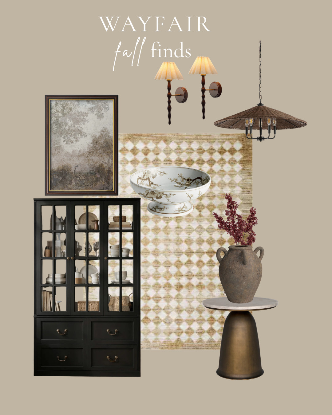 Wayfair fall finds I'm loving. Can't get over the cabinet and wood sconces! 

 #LTKSeasonal #LTKHome