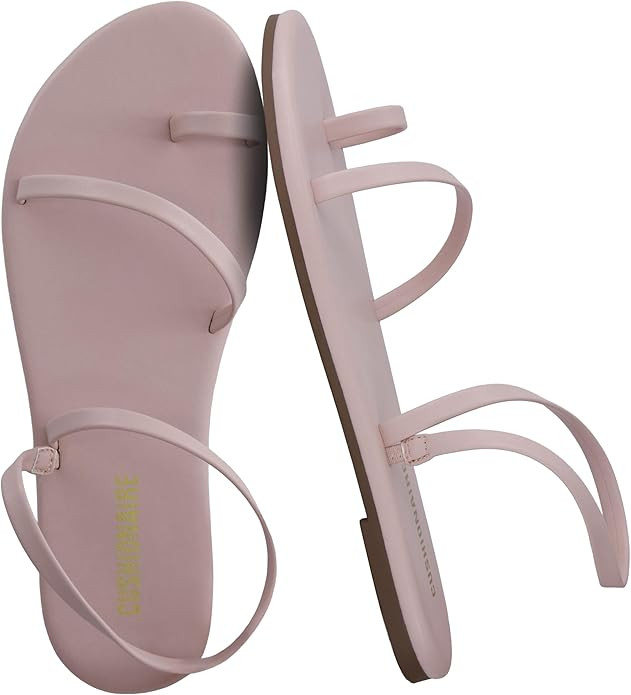 CUSHIONAIRE CHAI Flat Strappy Sandals for Women, Comfortable Dressy Summer Slip-On Sandal with Me... | Amazon (US)