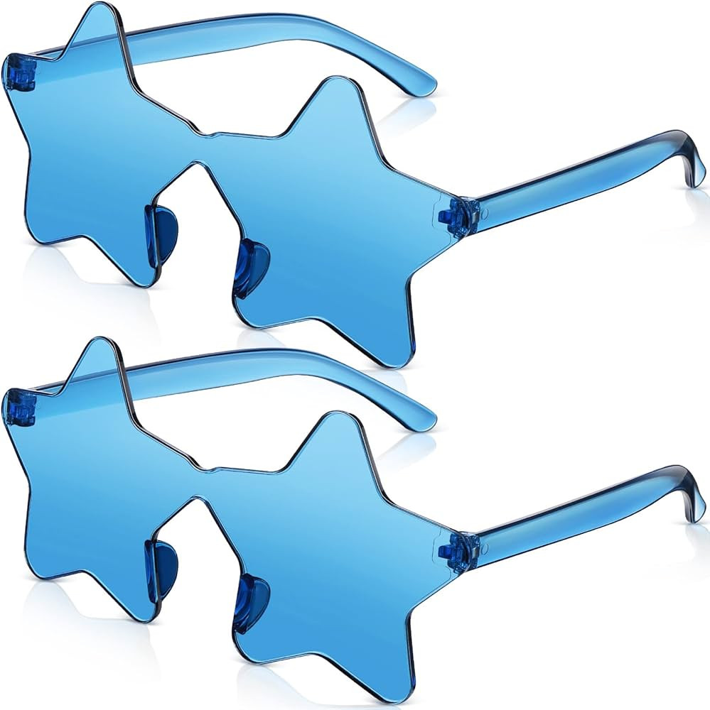 CHENGU 2 Pcs Star Shape Rimless Sunglasses Transparent Candy Color Sunglasses Party Favor for Gir... | Amazon (US)