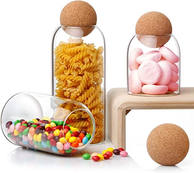 NUTRIUPS Storage Glass Jar Set Food Storage Tank With Wooden Lid 500 ML,800ML,1200ML | Amazon (US)