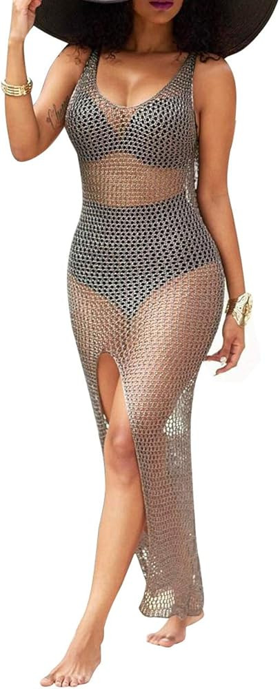 PerZeal Women Swimsuit Crochet Swim Cover Up Summer Bathing Suit Swimwear Knit Short Sleeve Pullo... | Amazon (US)