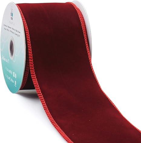 CT CRAFT LLC Plain Velvet Wired Ribbon for Home Decor, Gift Wrapping, DIY Crafts, 2.5” x 10 Yar... | Amazon (US)