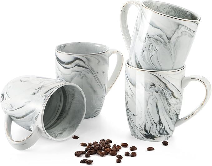 YOUEON 4 Pack 13 Oz Marble Coffee Mugs Set, Ceramic Coffee Cups Marble Mugs Tea Cups Set for Coff... | Amazon (US)