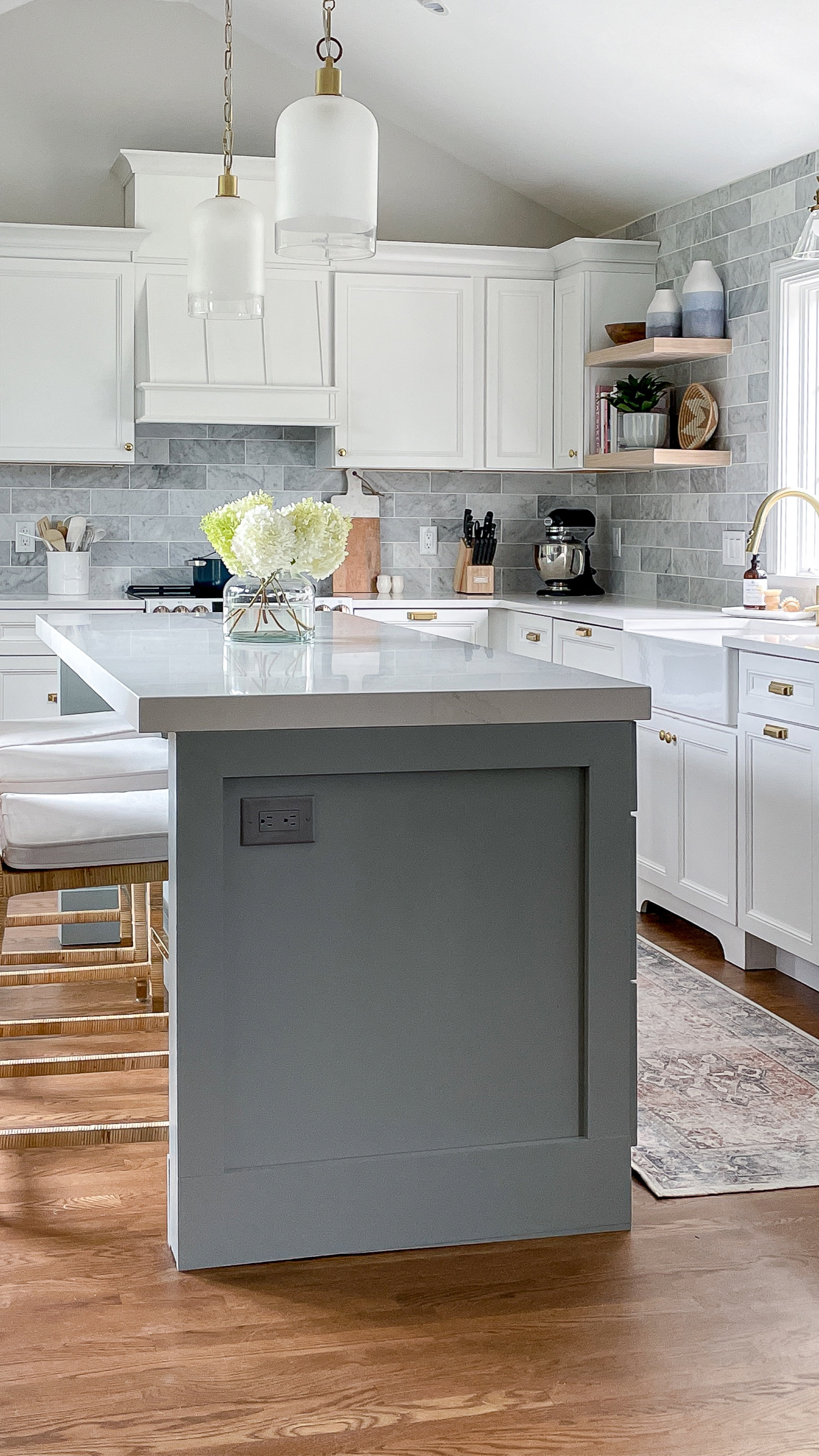 Coastal style kitchen, rattan barstools, brass accents, kitchen decor #kitchen #kitchendecor

#LTKfamily #LTKhome