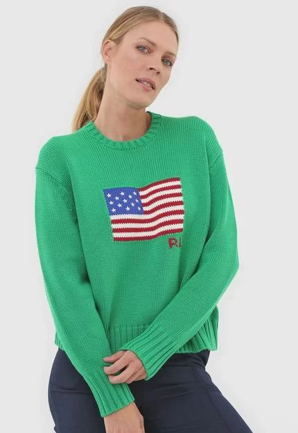 Suéter Polo Ralph Lauren Tricot Bandeira Verde | Dafiti BR