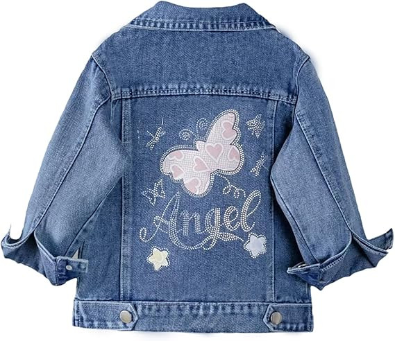 2-14Years Girl Butterfly Embroidery Denim Jackets Classic Blue Jean Jacket Girls Toddler Outerwea... | Amazon (US)