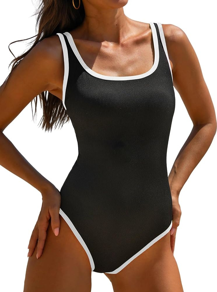popvil Womens One Piece Swimsuit Modest Neon Bathing Suit | Amazon (US)