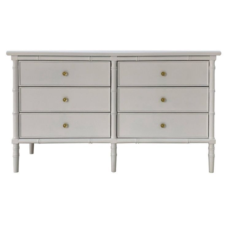 Mina 6 Drawer Dresser White/Gold - Safavieh | Target