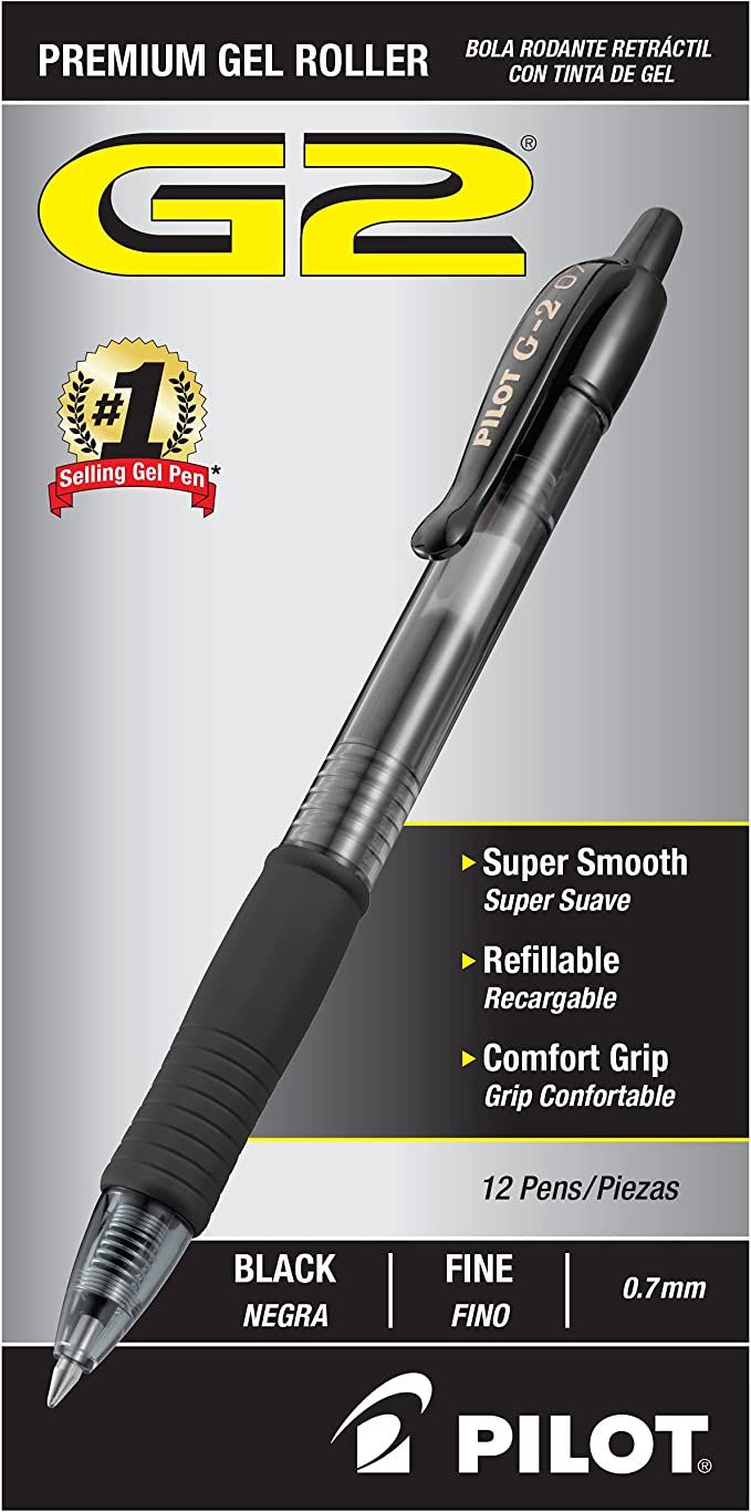 PILOT G2 Premium Refillable & Retractable Rolling Ball Gel Pens, Fine Point, Black Ink, 12-Pack (... | Amazon (US)