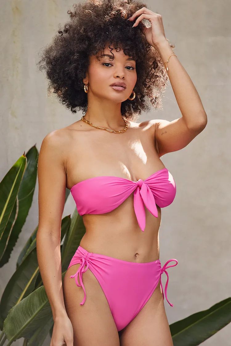 Time to Tan Hot Pink High-Rise Bikini Bottoms | Lulus (US)