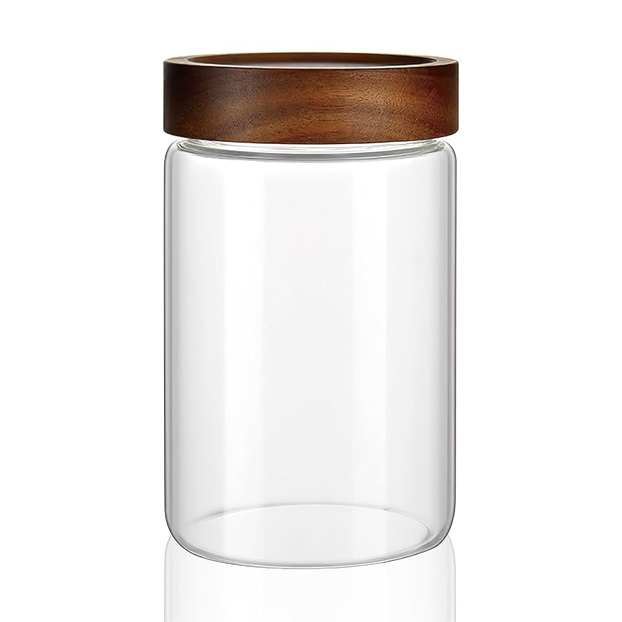 28 oz/850 ml Clear Glass Storage Canister with Airtight Wooden Screw Lid, Medium Cute Decorative ... | Amazon (US)