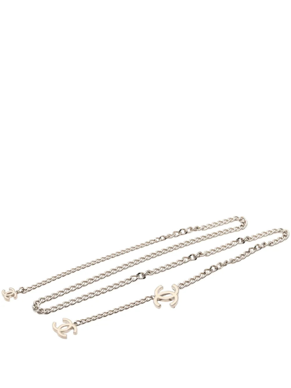 CHANEL Pre-Owned 2005 Silver Plated Lacquered CC Chain Link belt - White | Farfetch Global