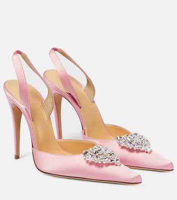 Crystal-embellished satin slingback pumps | Mytheresa (US/CA)