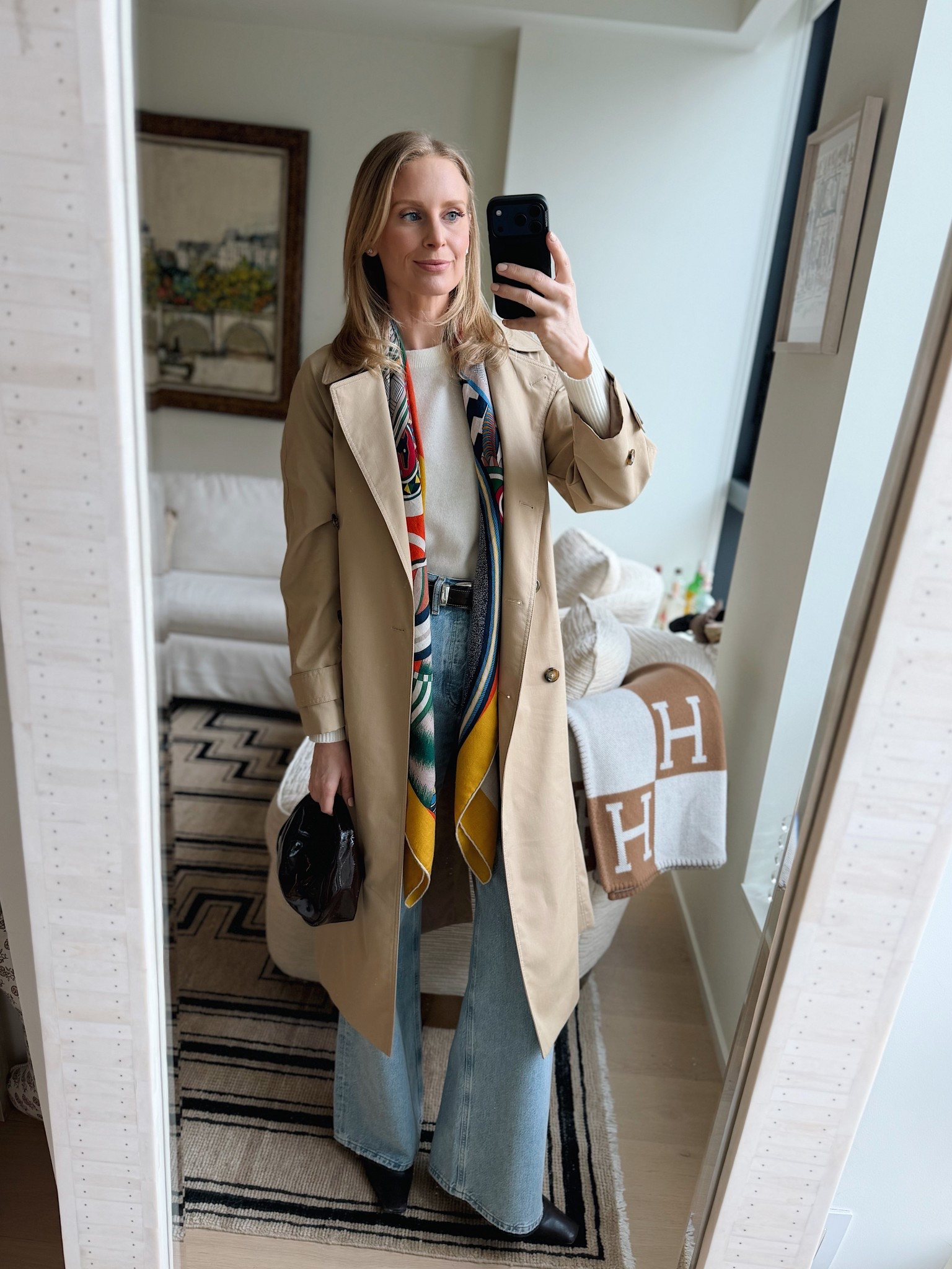 Today’s look! My scarf is old Hermes and my belt is old Khaite.

#LTKootd