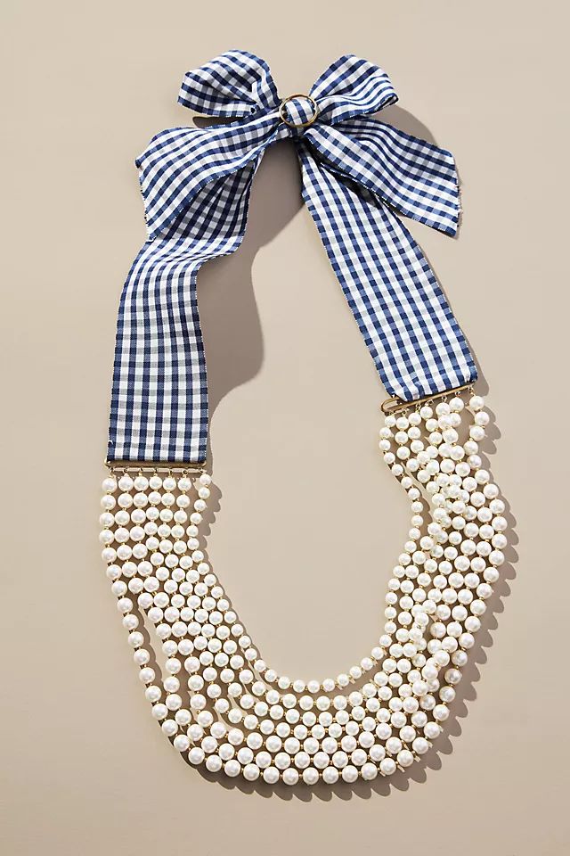 Layered Pearl and Gingham Necklace | Anthropologie (US)