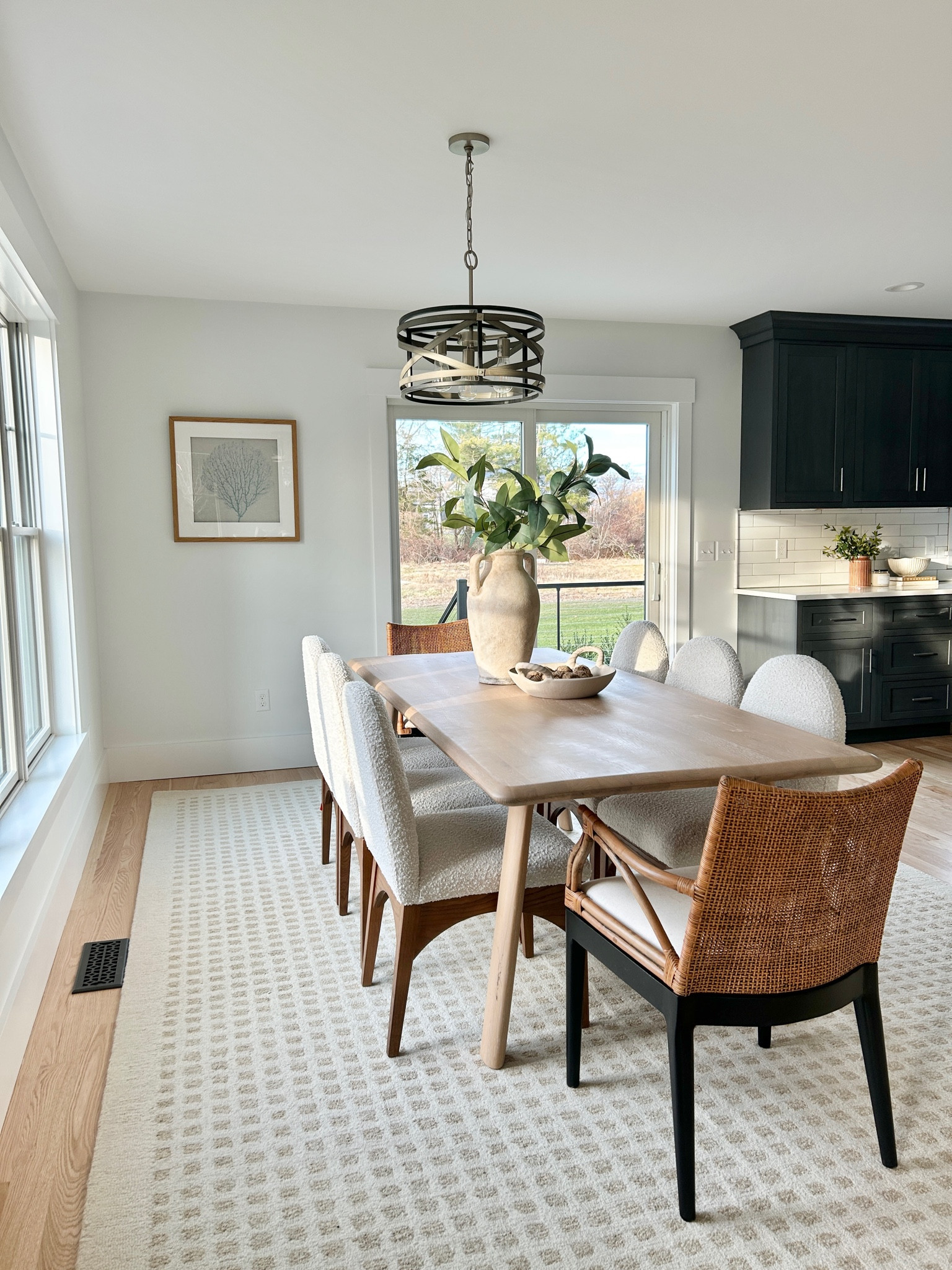 Modern organic dining room.  Large rectangle table, seats eight.

#diningroom

#LTKHome