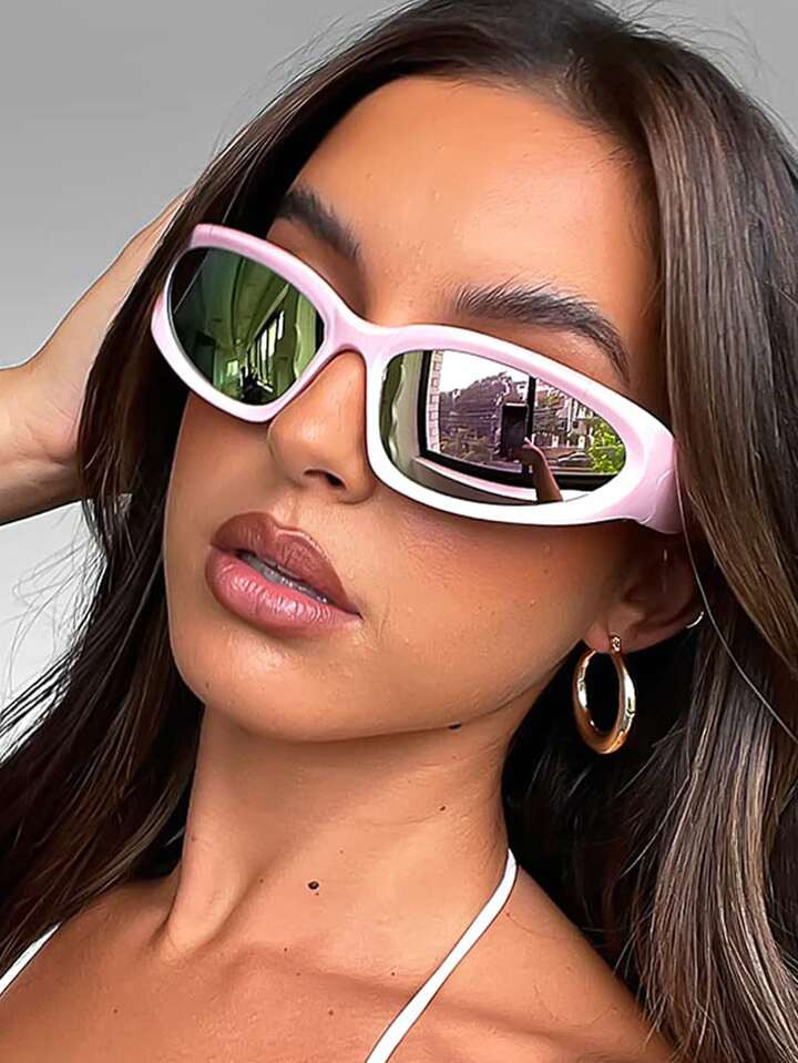 Street 1pair Women Pink Frame & Lens Sports Fashion Eyewear | SHEIN USA | SHEIN