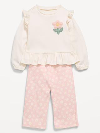 Long-Sleeve Ruffled Top and Wide-Leg Pants Set for Baby | Old Navy (US)