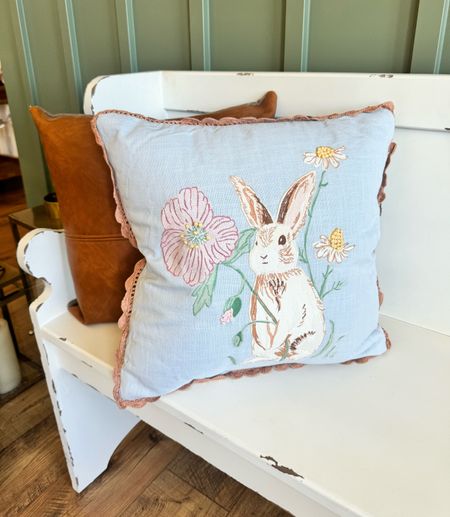 loving all the new spring and Easter pillows from target. This bunny pillow is perfect for our entryway bench. Love the crochet edge detail 

#LTKhome #LTKSeasonal