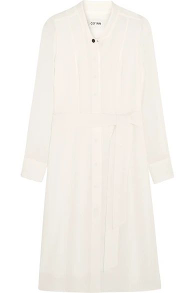 Cefinn - Belted Voile Dress - Off-white | NET-A-PORTER (US)