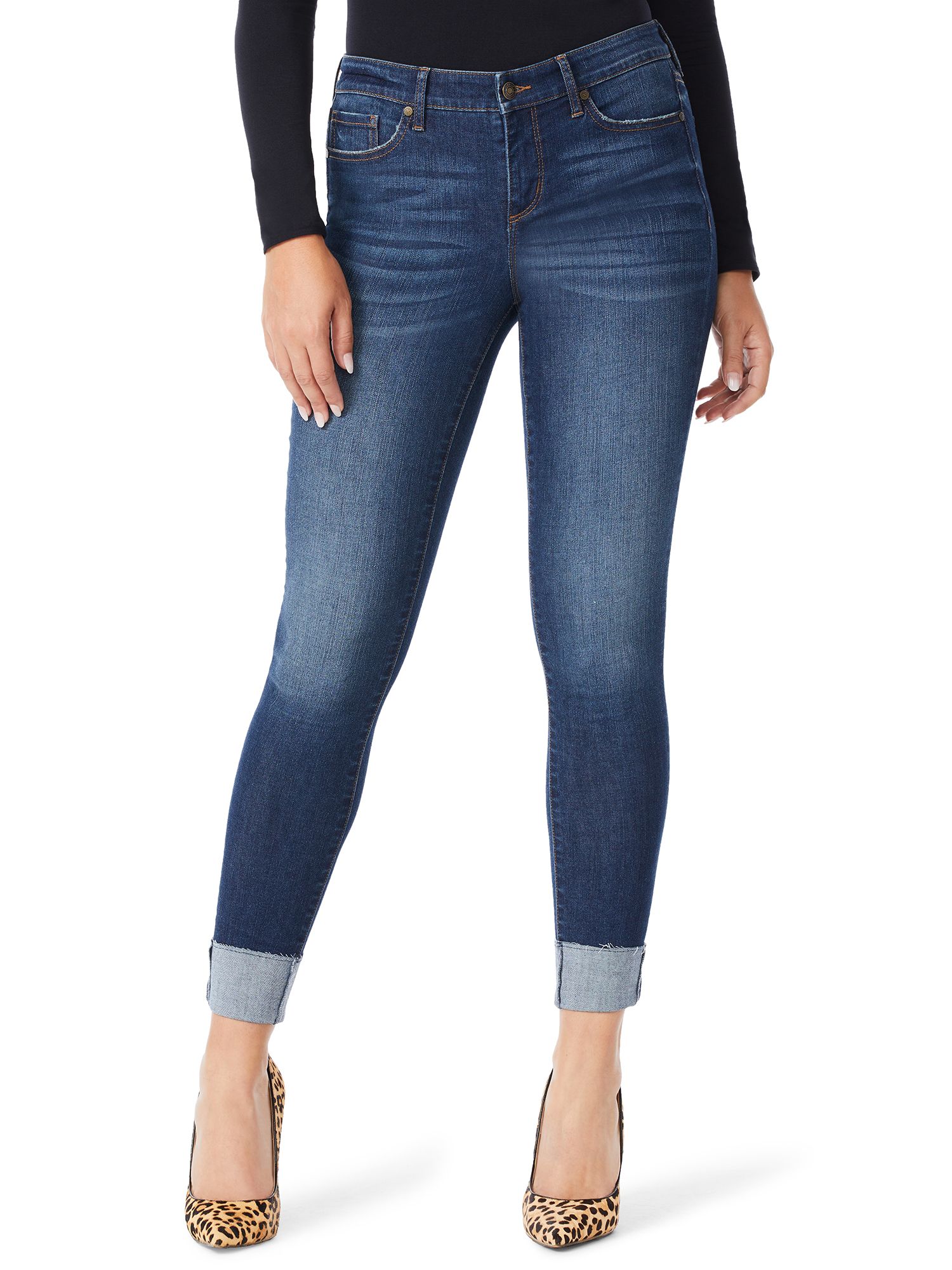 Sofia Jeans by Sofia Vergara Women's Sofia Mid-Rise Skinny Roll Cuff Jeans - Walmart.com | Walmart (US)