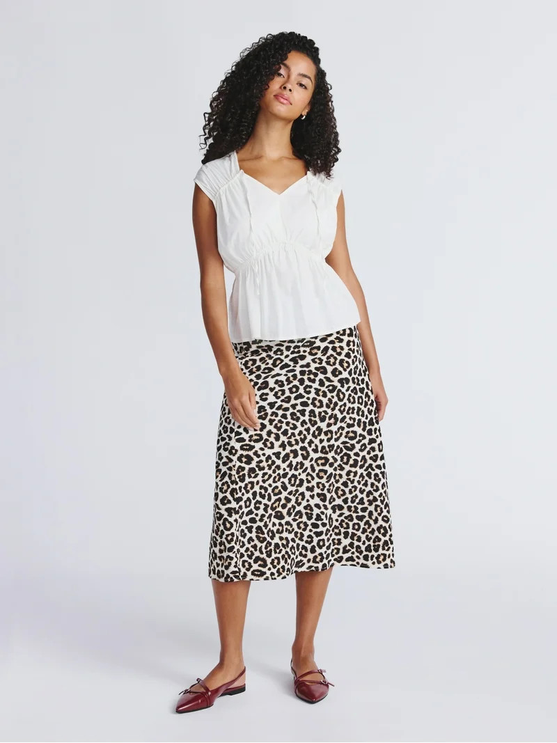 Time and Tru Women's Midi Pull On Slip Skirt, Sizes XS-XXXL | Walmart (US)