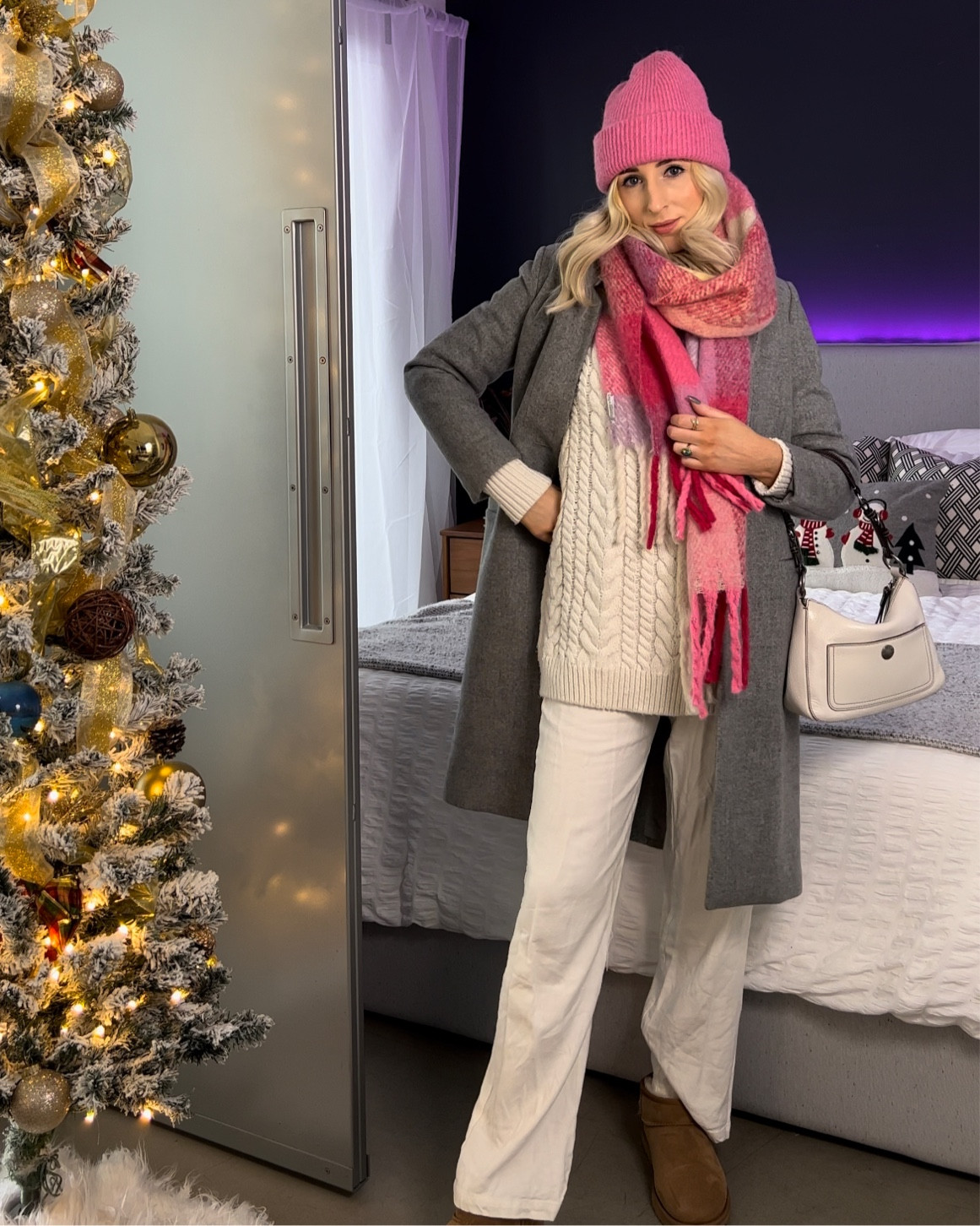 Oversized scarf, winter outfit, winter layering, grey coat, white outfit 

#LTKSeasonal #LTKunder50