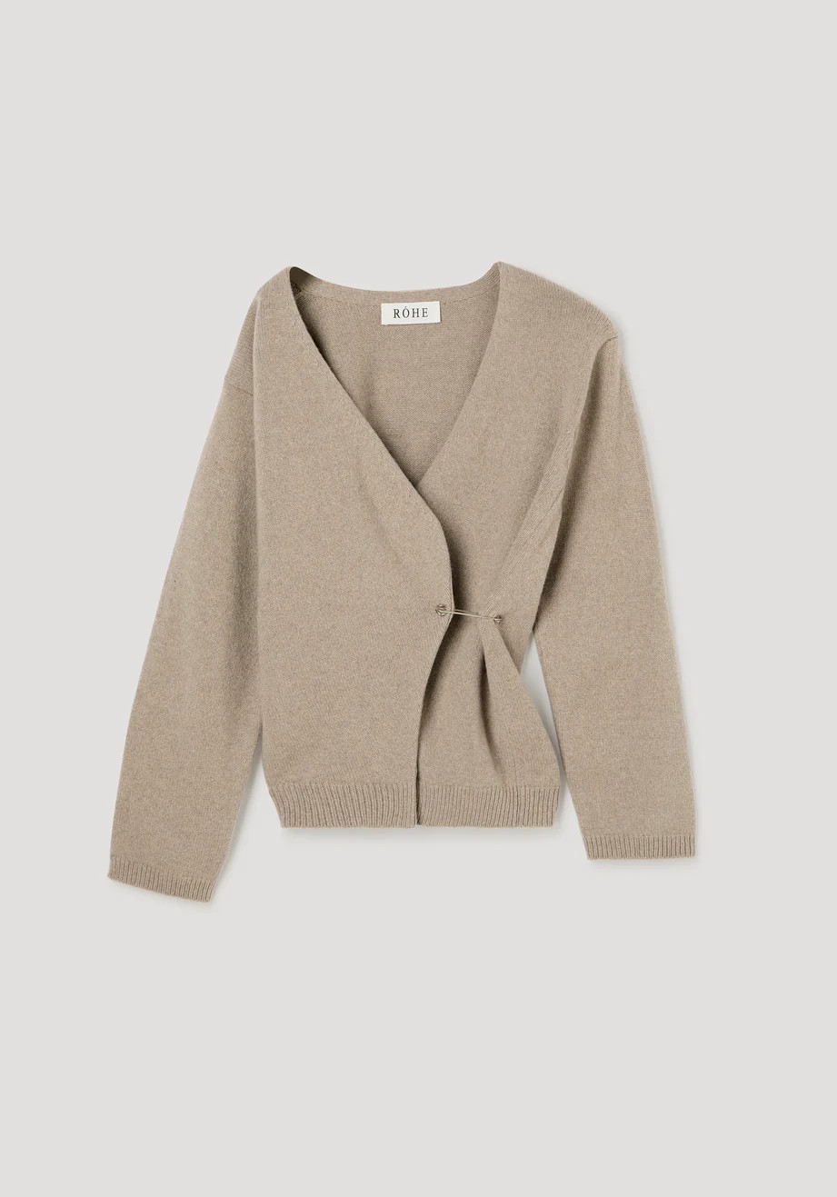 off-shoulder wrap cardigan | light taupe | Rohe