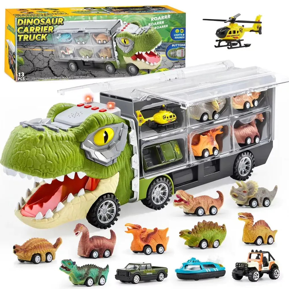 Joyfy 13 in 1 Dinosaur Truck Toys with Light and Sound Including 12 Pull Back Cars for Boy 3 4 5 | 15317PM | Lowe's