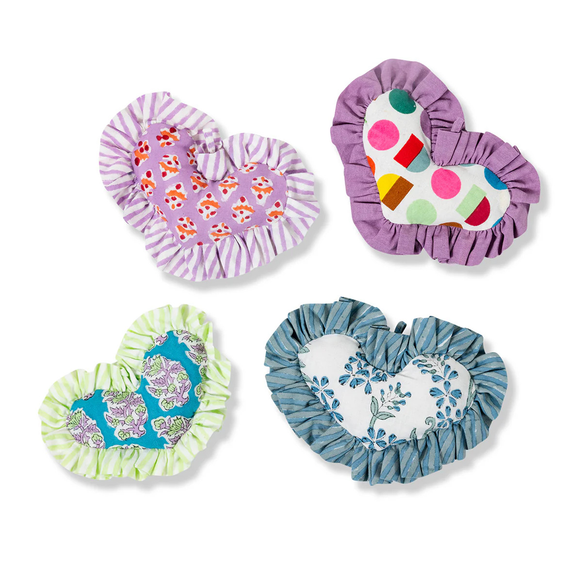 Furbish Studio - Blockprint Ornaments - Hearts - S/4 | Furbish Studio