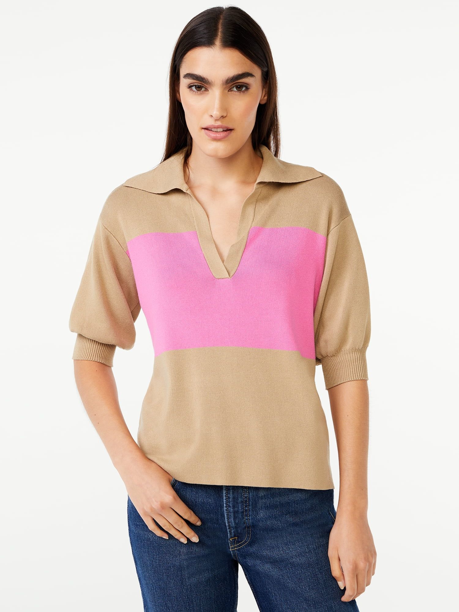 Free Assembly Women's Rugby Polo Sweater | Walmart (US)