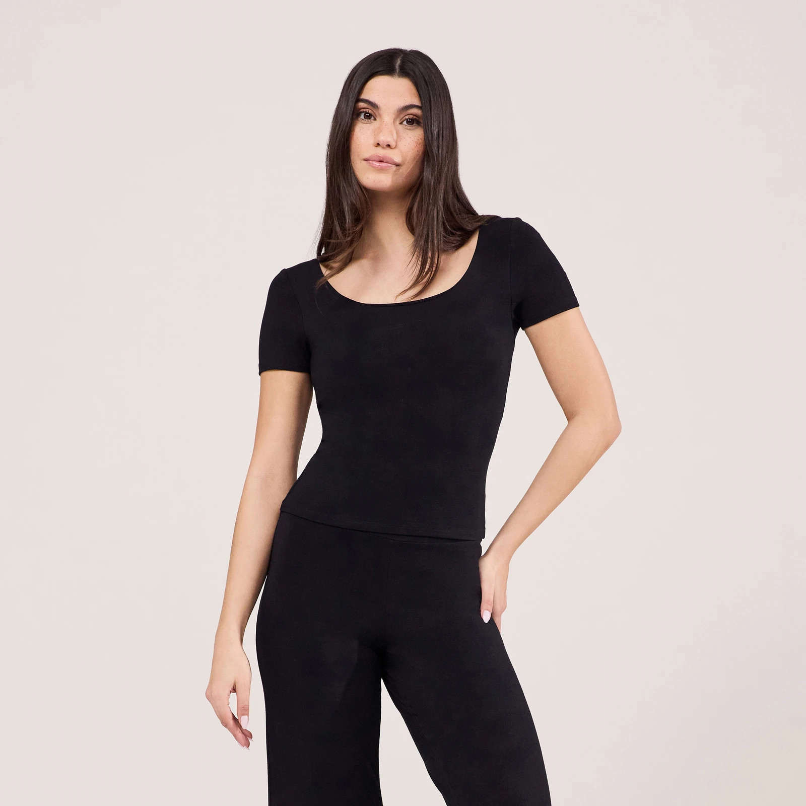 Lightweight Short Sleeve Top | Black | LOVALL