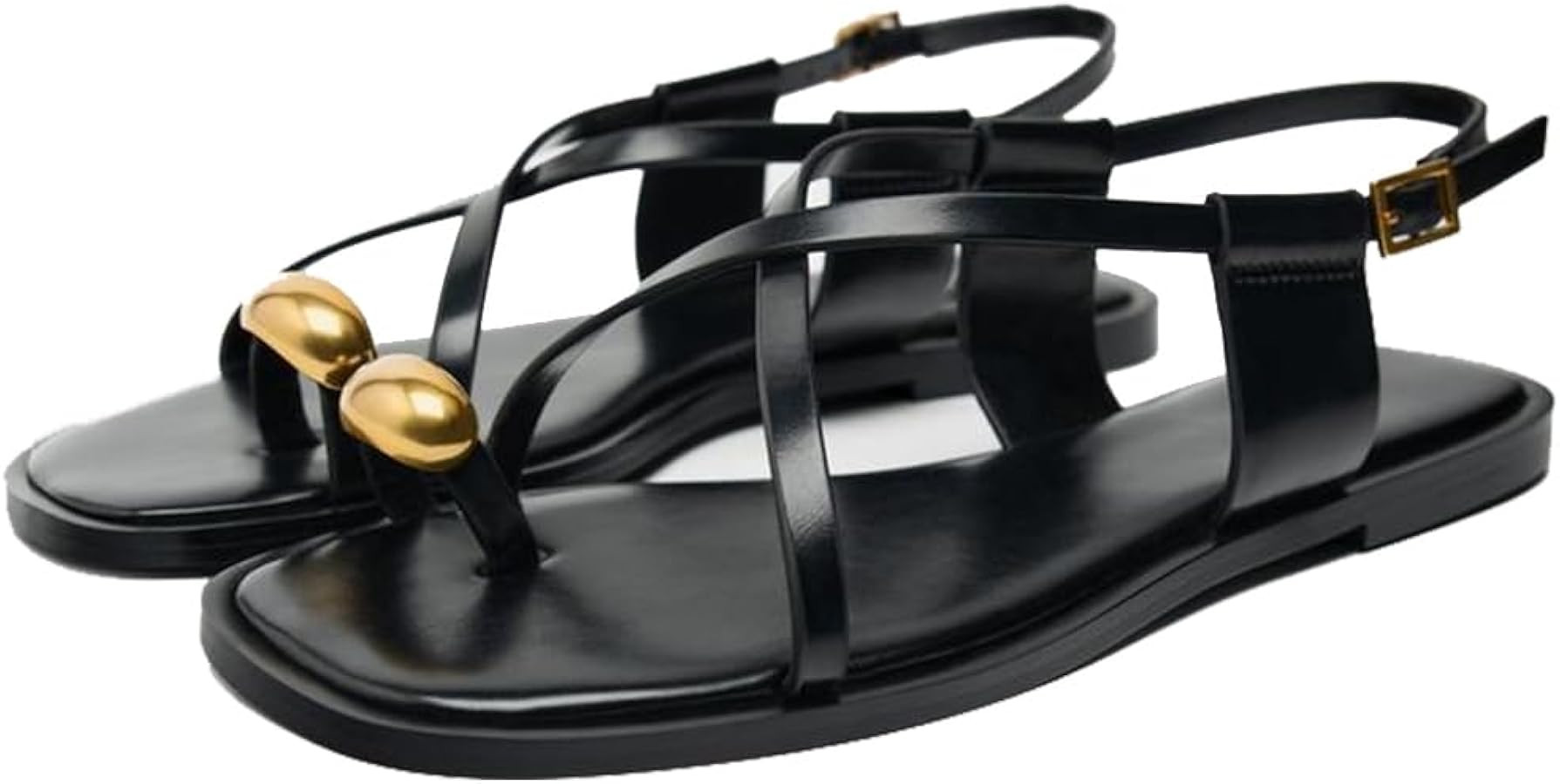 YIYA Women's Gladiator Flat Strappy Sandals Open Square Toe Flat Low Heels Ankle Strap Summer Dre... | Amazon (US)