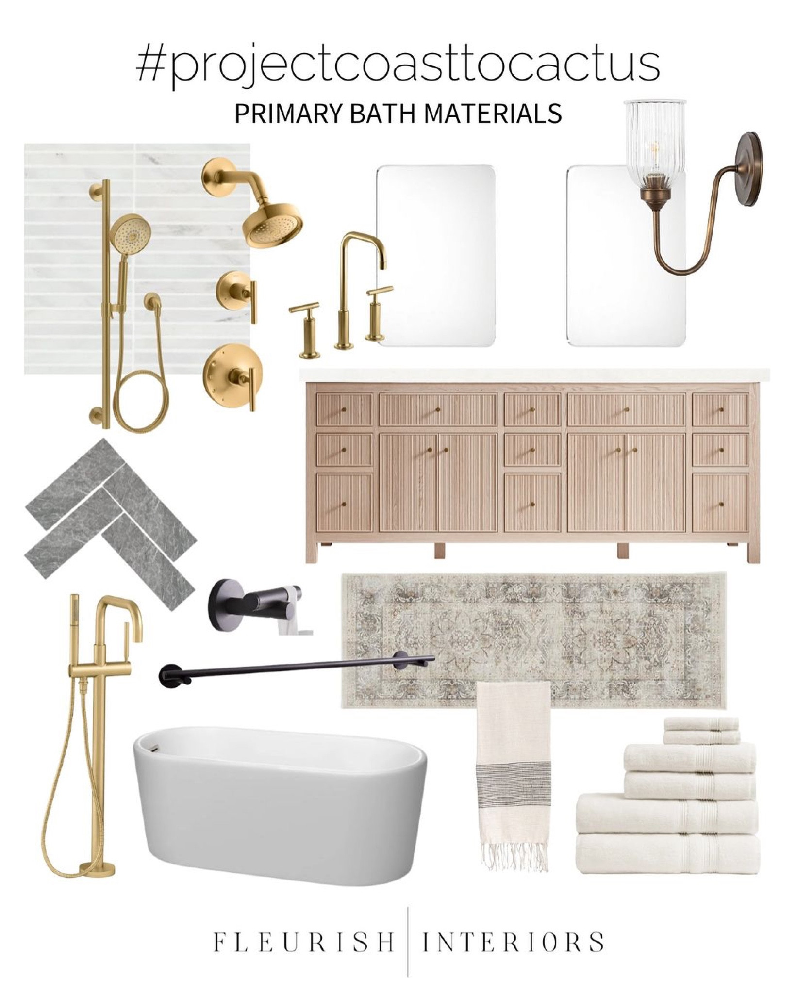 Primary Bathroom Materials 

Modern organic bathroom, reeded vanity, McGee sconce, frameless mirror, organic decor, soaking tub, ruggable, bathroom decor, burnished bronze sconce, runner, Kohler fixtures, West Elm hardware, neutral decor, home finds. 

#LTKStyleTip #LTKHome