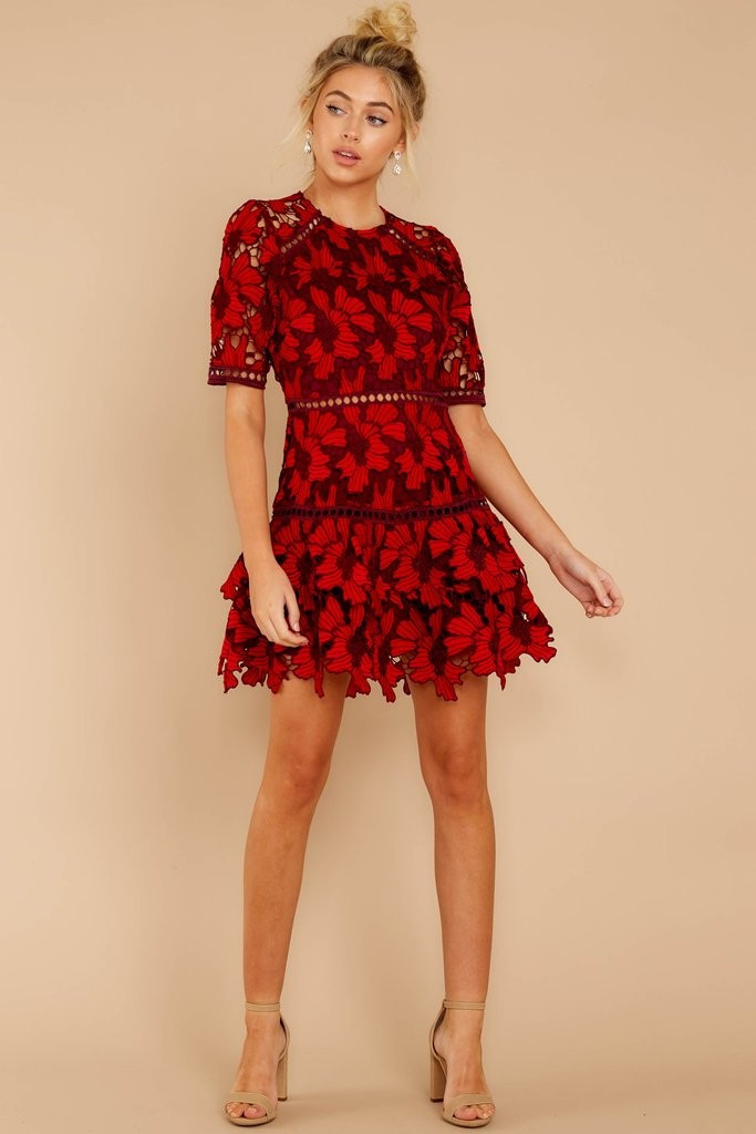 Oblivious Beauty Ruby Red Lace Dress (BACKORDER OCTOBER) | Red Dress 