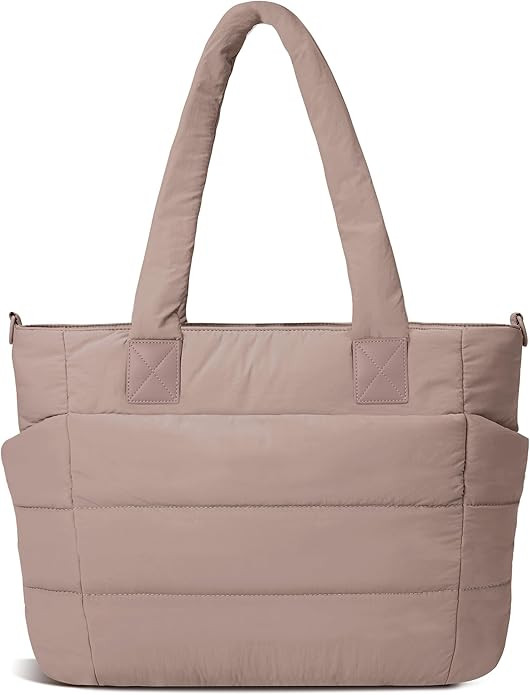 Tote Bag for Women Puffer Tote Bag Large Nurse Bags Shoulder Handbag with Zipper for Work Travel | Amazon (US)