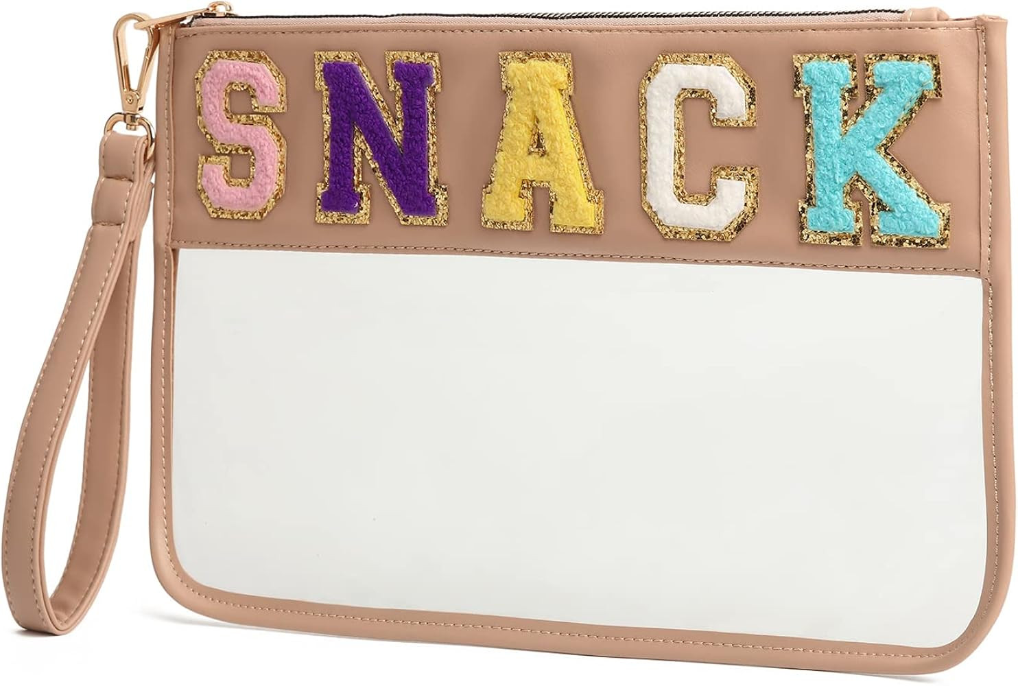 DAZZLING FLAMES Preppy Makeup Bag,Chenille Letter Clear Stuff Bag For Women,Portable Monogram Tra... | Amazon (US)