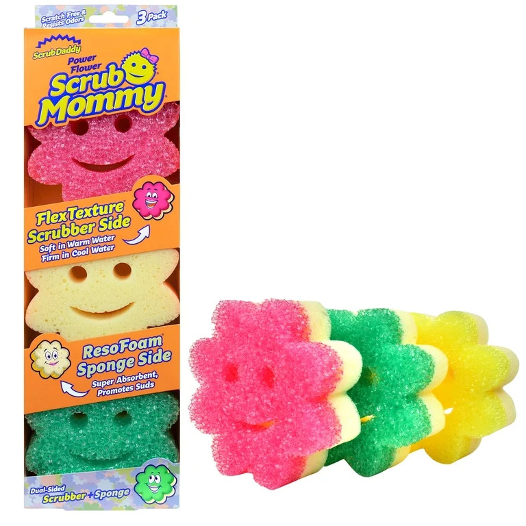 Scrub Daddy Scrub Mommy Power Flower Dual-Sided Cleaning Sponges, 3 Count | Walmart (US)