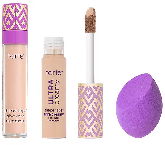 tarte Shape Tape Ultra Creamy, Glow Wand, and Sponge - QVC.com | QVC
