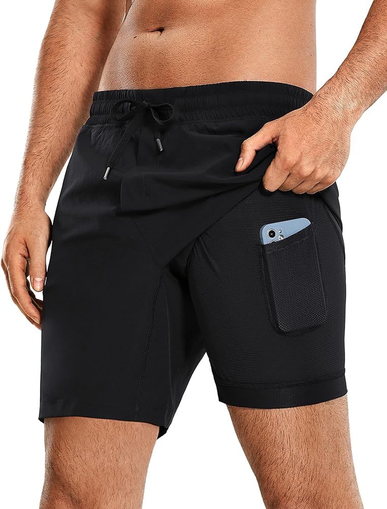 CRZ YOGA Men's 2 in 1 Running Shorts with Liner - 5''/ 7''/ 9'' Quick Dry Workout Sports Athletic... | Amazon (US)