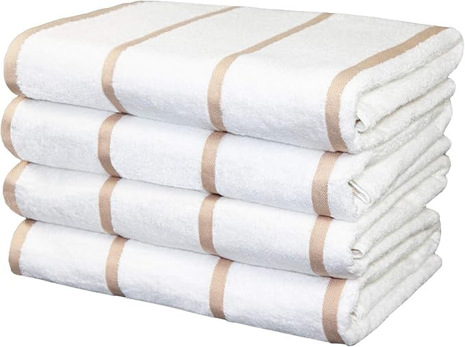 Arkwright White Beach Towels (30x60, 4-Pack), Soft 100% Cotton Pool Towels, Bath Towels with Hori... | Amazon (US)