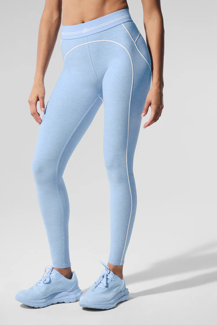 Alosoft High-Waist Heart Throb Legging - Seashell Blue Heather/White | Alo Yoga (US)
