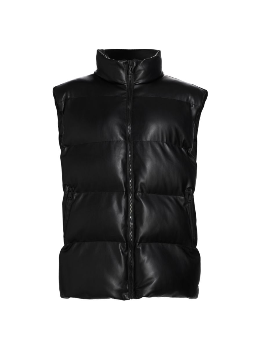 GOOD AMERICAN Oversized Faux Leather Puffer Vest | Saks Fifth Avenue