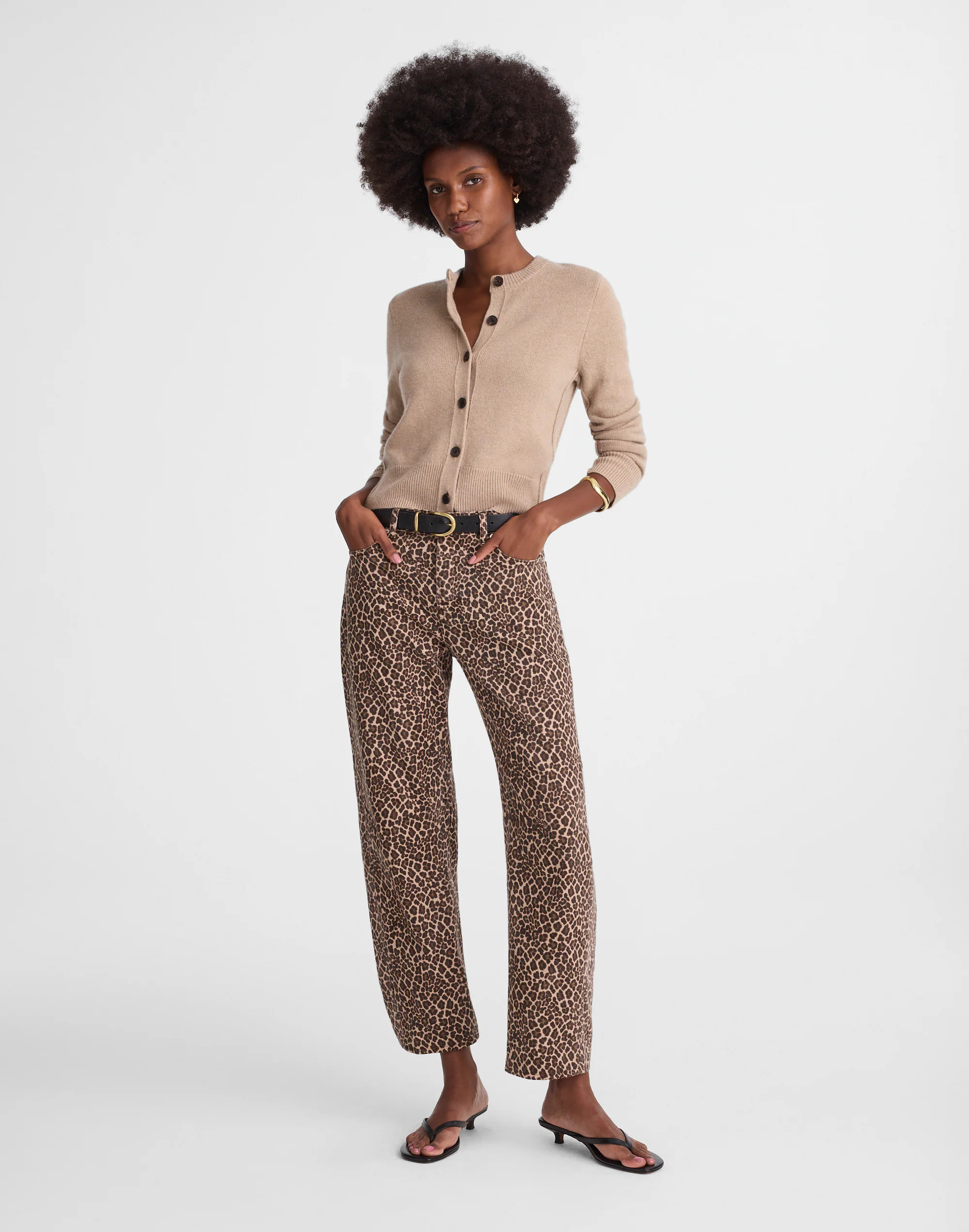 The Darted Barrel-Leg Jean in Leopard Print | Madewell