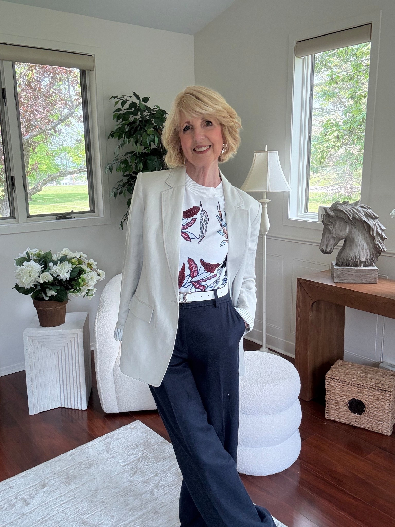 Linen Blend Modern Blazer in Whitee

#LTKSummerEdit #LTKSaleAlert