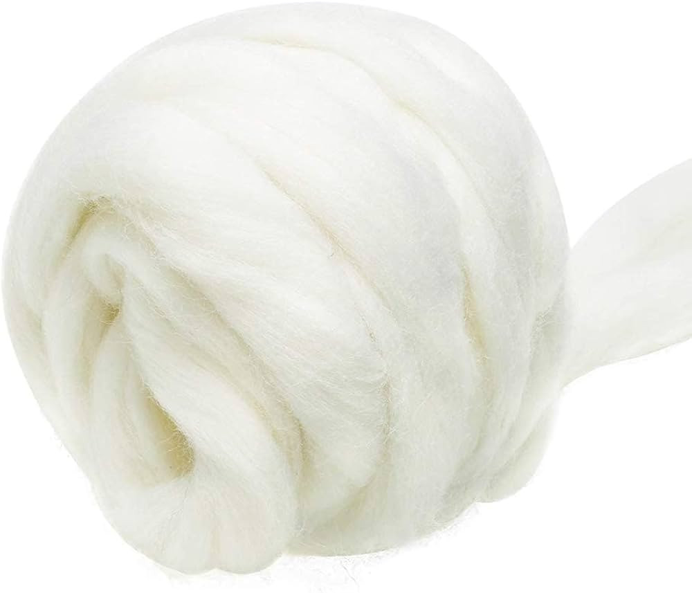 3.53oz Wool Roving Yarn, Fiber Roving Wool Top, Wool Felting Supplies, Pure Wool, Chunky Yarn, Sp... | Amazon (US)