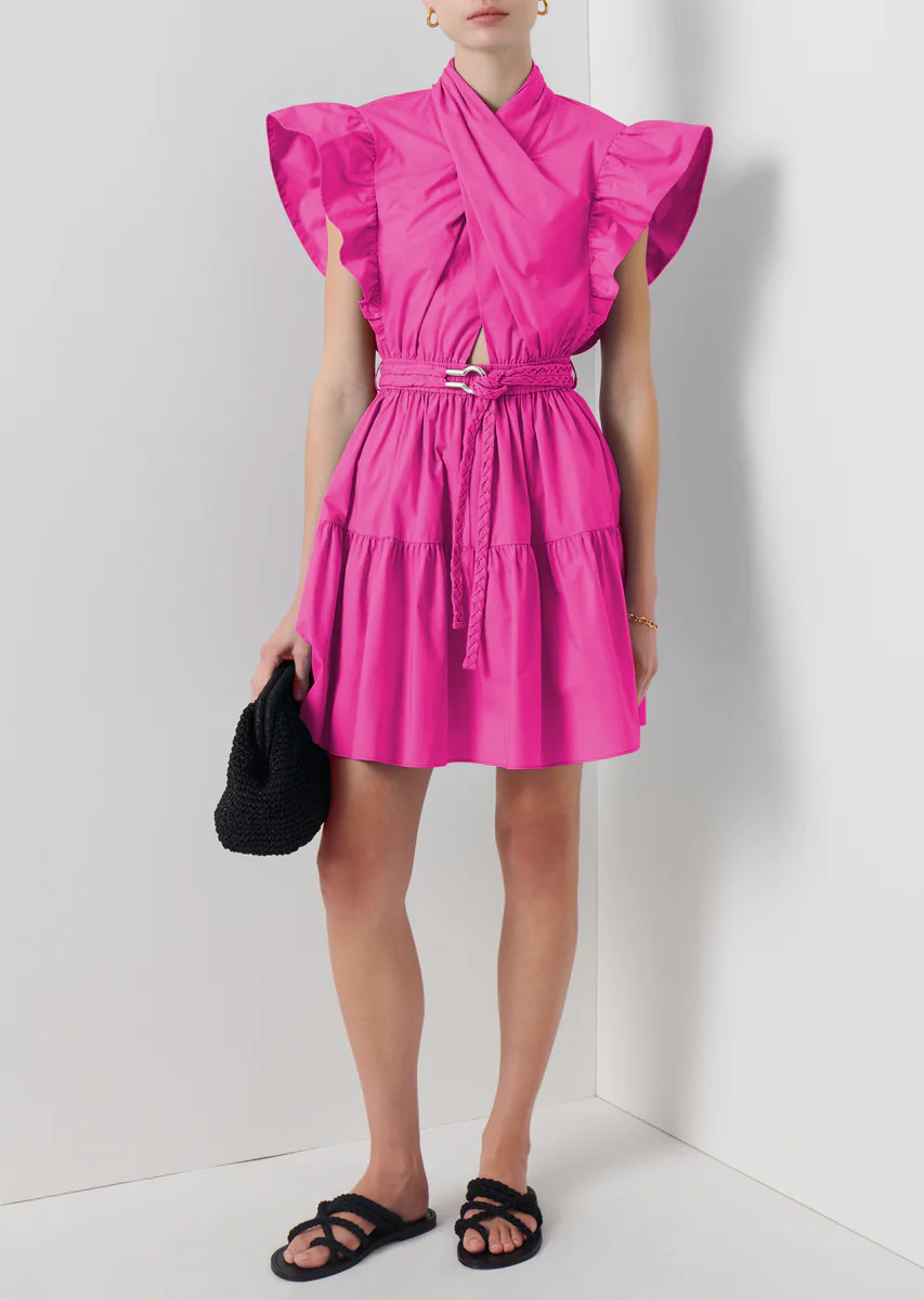 Finn Ruffle Wrap Dress - Magenta | Derek Lam