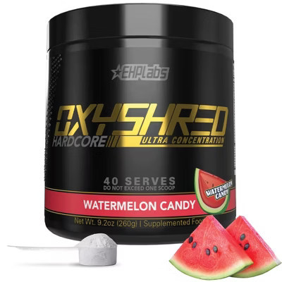 EHPlabs OxyShred Super Dosed Fat Burner - Pre Workout Powder with L Glutamine & Acetyl L Carnitine, Energy Boost Drink - Watermelon Candy, 40 Servings | Target