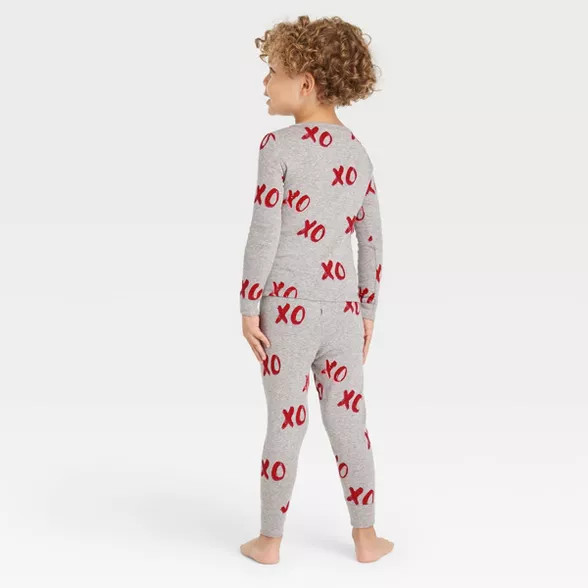 Toddler Valentine's Day XOXO Print Matching Family Pajama Set - Gray | Target