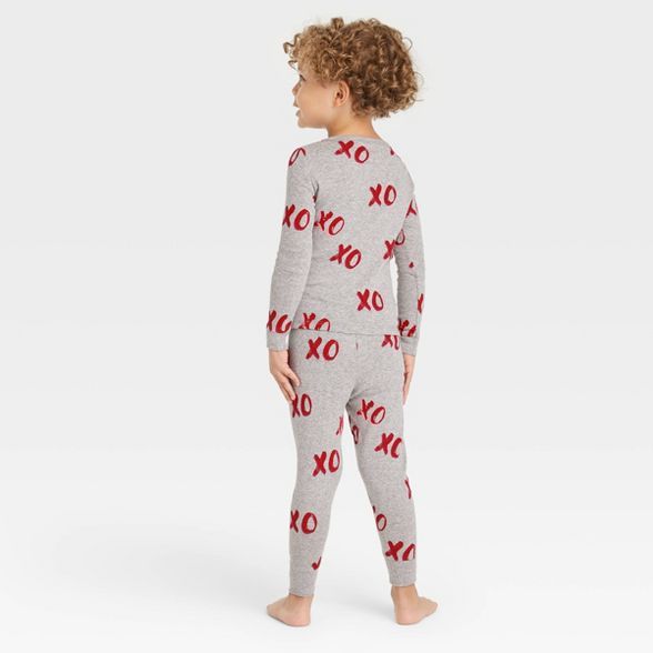 Toddler Valentine's Day XOXO Print Matching Family Pajama Set - Gray | Target